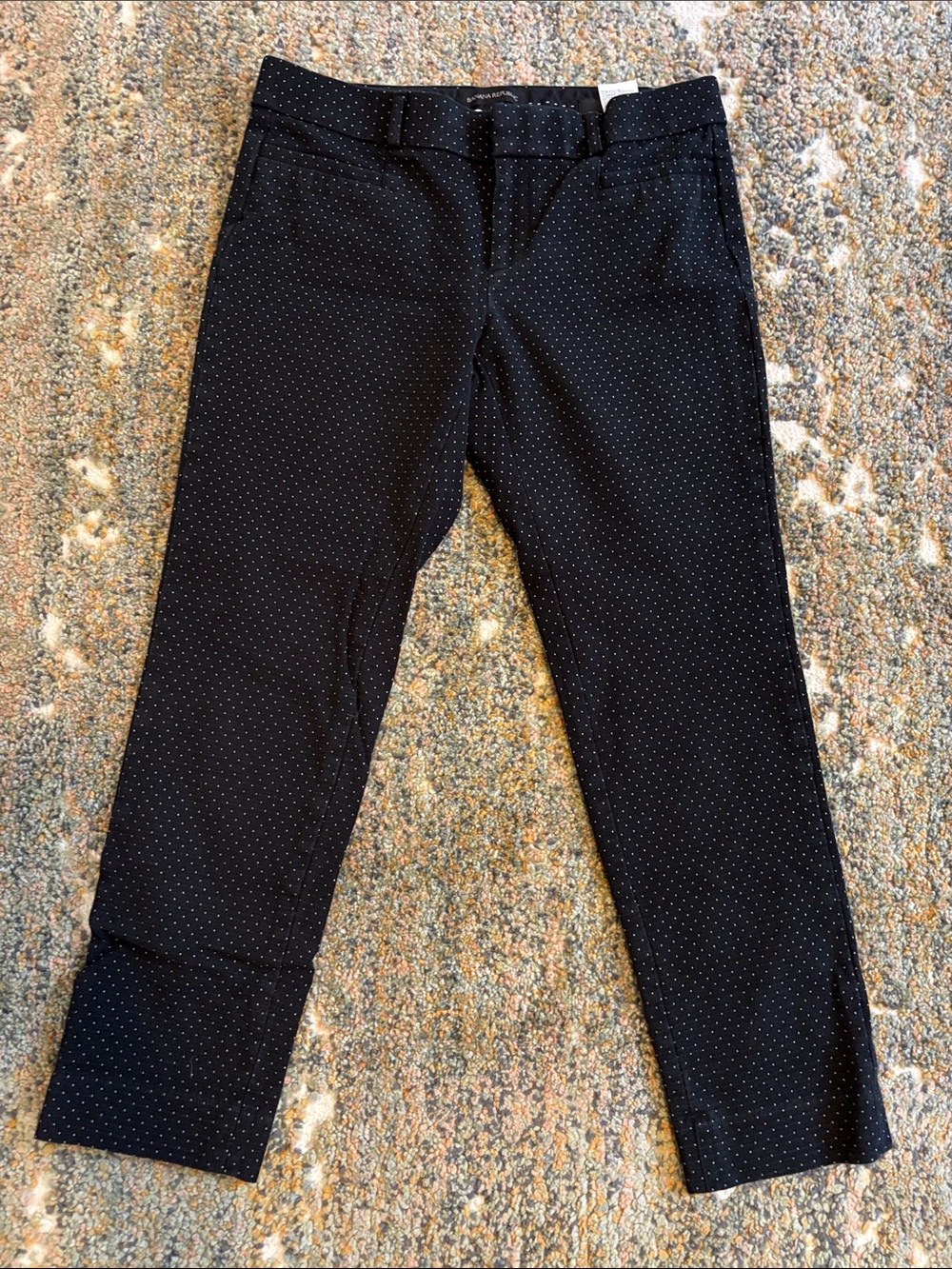 Banana Republic Black Micro-Polka Stretch Dress Pants